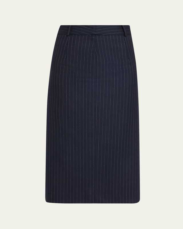 Pinstripe Long Pencil Skirt